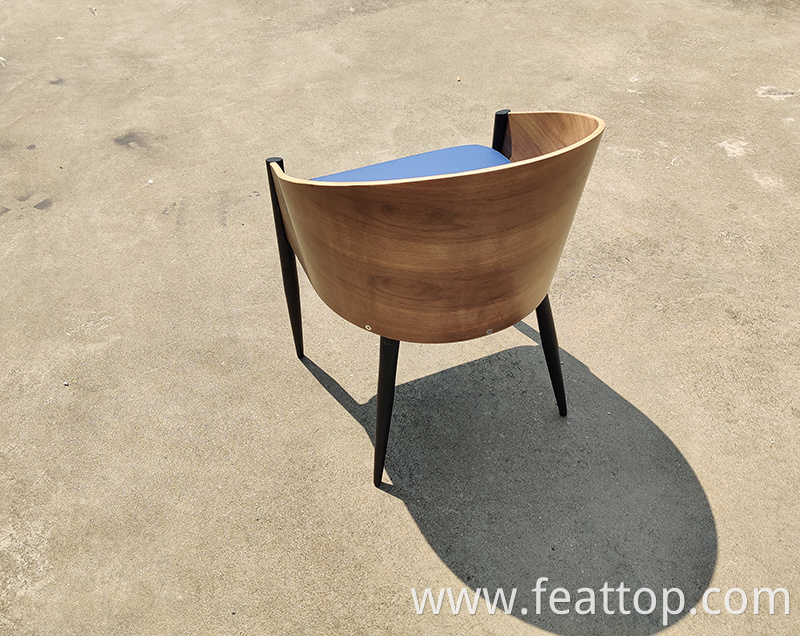 Good quality soft upholstery seat plywood dining chair with iron leg